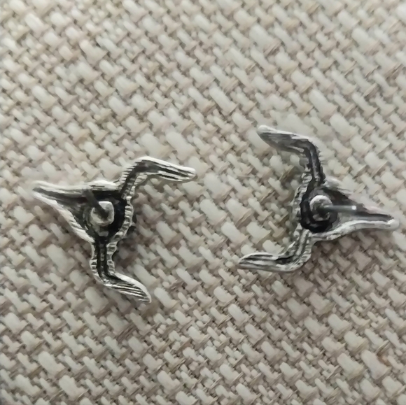 Bull Skull Pierced Earrings Made with Oxidized Silver studs - Picture 4 of 6